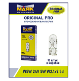 Лампа "Маяк" Original Pro OEM 01205Бц/10 (001015) W5W 12V 5W W2.1x9.5d (уп-ка 10 шт.)