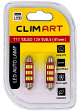 Лампа автомобильная светодиодная Clim Art T11 12LED 12V SV8.5 (C5W/41mm) 2 шт